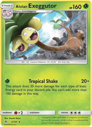 Alolan Exeggutor 002a/131, Yellow A Alternate art, card art reference