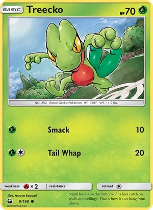 Treecko 008/168, Cosmos Reverse Holofoil "Celestial Storm" stamp, card art reference