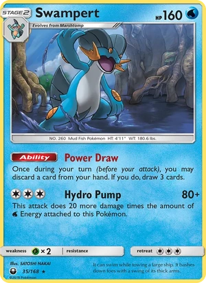 Swampert 035/168, Cracked Ice Holofoil, card art reference
