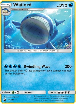 Wailord 040/168, Cosmos Holofoil, card art reference