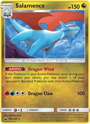 Salamence 106/168, Cosmos Holofoil, card art reference