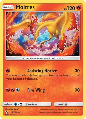 Moltres 038/214, "46" Charizard Deck stamp, card art reference