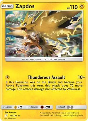 Zapdos 040/181, Non Holo, card art reference