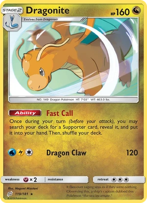 Dragonite 119/181, Cosmos Holofoil, card art reference