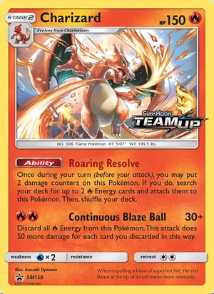 Charizard SM158, prerelease base reference scan