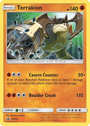 Terrakion #SM223, English SM Black Star Promos promo, reference image