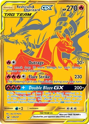 Reshiram & Charizard GX #SM247, English SM Black Star Promos promo, reference image