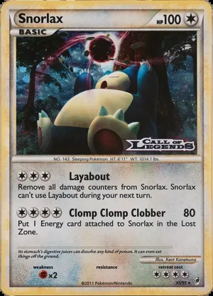 Snorlax 33/95, Call of Legends stamp, regular PSA placeholder