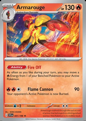 Armarouge 041/198, Print with "Play! Pokémon" stamp, card art reference