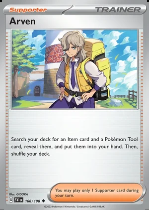 Arven 166/198, Print with "Play! Pokémon" stamp, card art reference