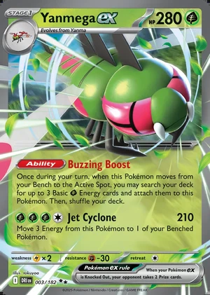 Yanmega ex 003/182, Print with "Play! Pokémon" stamp, card art reference