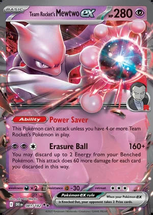 Team Rocket's Mewtwo 081/182, Print with "Play! Pokémon" stamp, card art reference