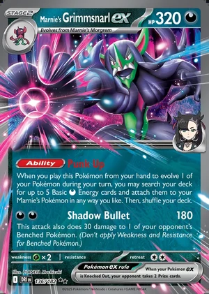 Marnie's Grimmsnarl 136/182, Print with "Play! Pokémon" stamp, card art reference