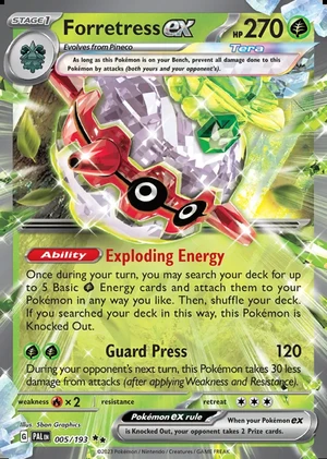 Forretress ex 005/193, Print with "Play! Pokémon" stamp, card art reference
