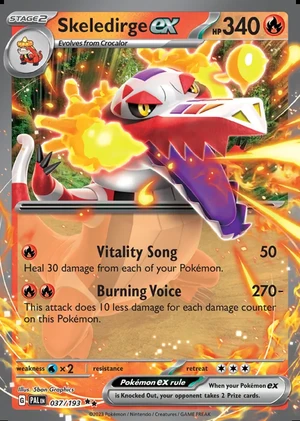 Skeledirge ex 037/193, Print with "Play! Pokémon" stamp, card art reference
