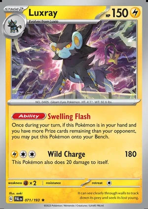 Luxray 071/193, Print with "Play! Pokémon" stamp, card art reference