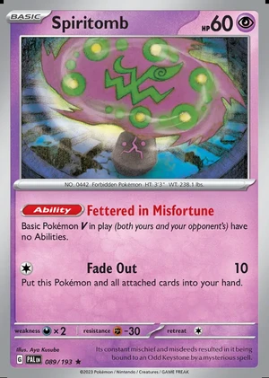 Spiritomb 089/193, Print with "Play! Pokémon" stamp, card art reference