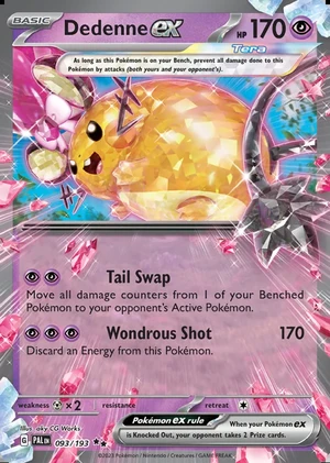 Dedenne ex 093/193, Print with "Play! Pokémon" stamp, card art reference