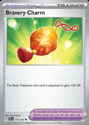 Bravery Charm 173/193, Print with "Play! Pokémon" stamp, card art reference