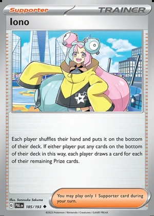 Iono 185/193, Print with "Play! Pokémon" stamp, card art reference