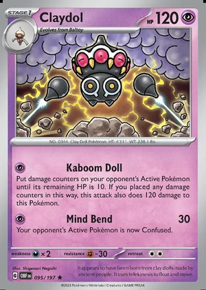 Claydol 095/197, Print with "Play! Pokémon" stamp, card art reference