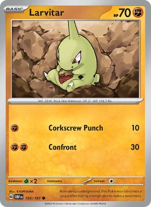 Larvitar 105/197, Cosmos Holofoil, card art reference