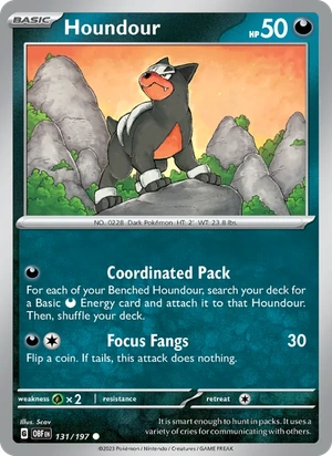 Houndour 131/197, Pikachu jack-o'-lantern stamp print, card art reference