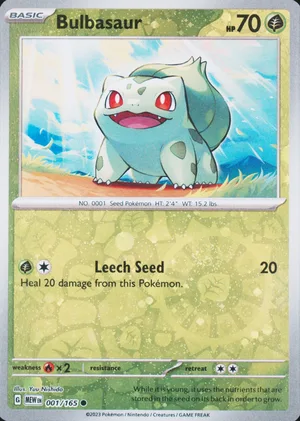 Bulbasaur 001/165, Cosmos Reverse Holo, card art reference