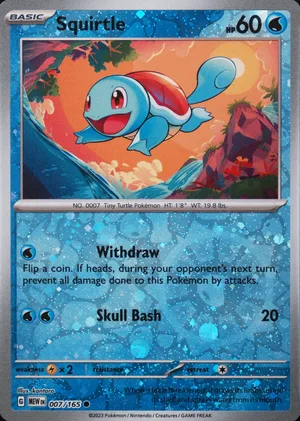 Squirtle 007/165, Cosmos Reverse Holo, card art reference