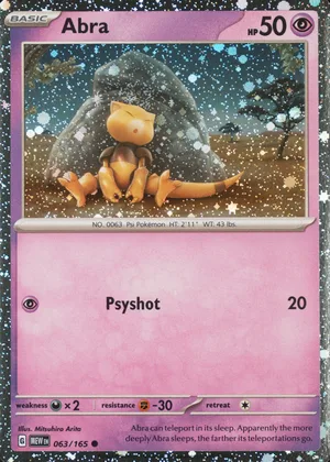 Abra 063/165, 151 English Cosmos Holofoil, image provided by the catalog owner