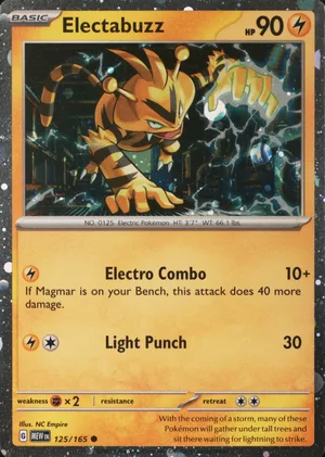 Electabuzz 125/165, Cosmos Holo, card art reference