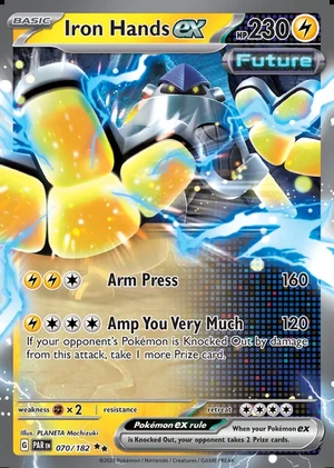 Iron Hands ex 070/182, Print with "Play! Pokémon" stamp, card art reference