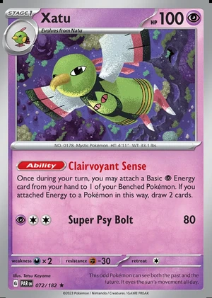 Xatu 072/182, Print with "Play! Pokémon" stamp, card art reference
