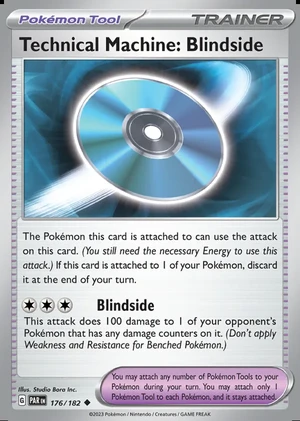Technical Machine: Blindside 176/182, Print with "Play! Pokémon" stamp, card art reference