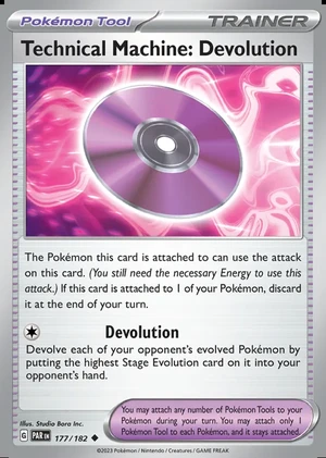 Technical Machine: Devolution 177/182, Print with "Play! Pokémon" stamp, card art reference