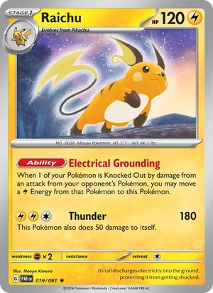 Raichu 019/091, Non Holo, card art reference