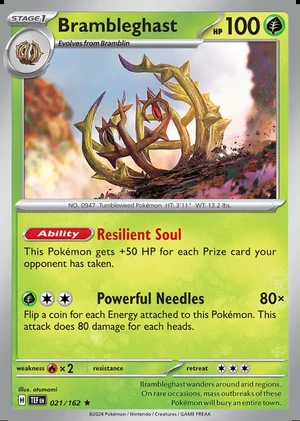 Brambleghast 021/162, Print with "Play! Pokémon" stamp, card art reference