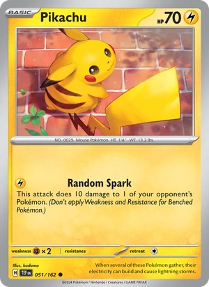 Pikachu 051/162, Cosmos Holofoil, card art reference