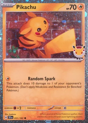 Pikachu 051/162, Temporal Forces English Cosmos Holofoil 