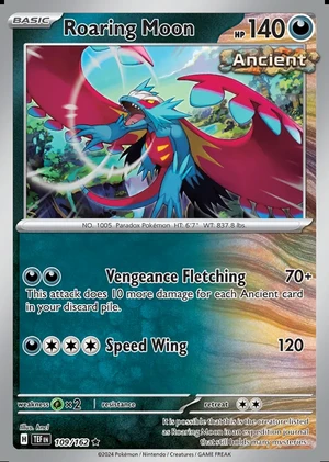Roaring Moon 109/162, Print with "Play! Pokémon" stamp, card art reference