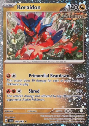 Koraidon 119/162, Temporal Forces English Cosmos Holofoil, image provided by the catalog owner