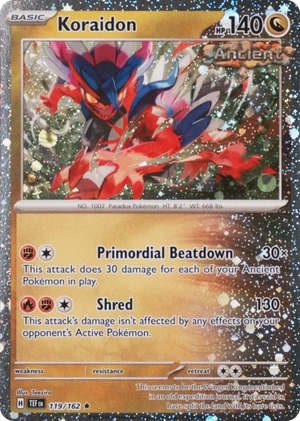 Koraidon 119/162, Temporal Forces English Cosmos Holofoil, image provided by the catalog owner