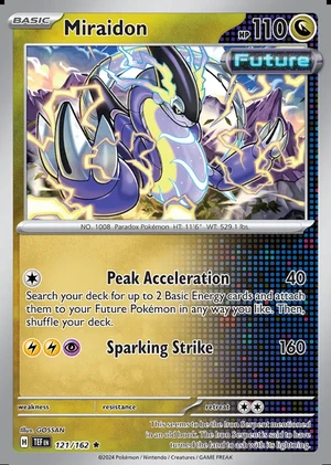 Miraidon 121/162, Print with "Play! Pokémon" stamp, card art reference