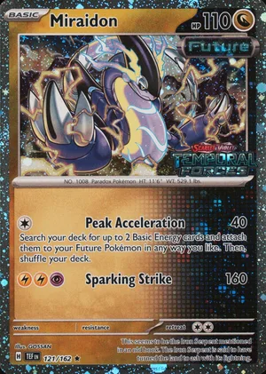 Miraidon 121/162, Cosmos Holofoil "Temporal Forces" stamp, card art reference