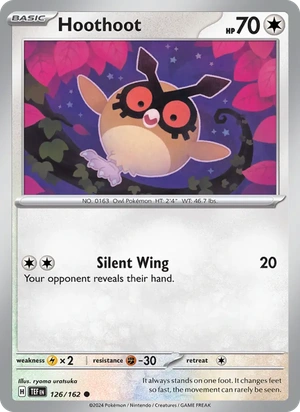 Hoothoot 126/162, Cosmos Holofoil, card art reference