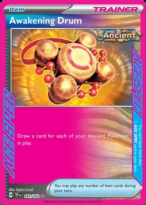 Awakening Drum 141/162, Print with "Play! Pokémon" stamp, card art reference