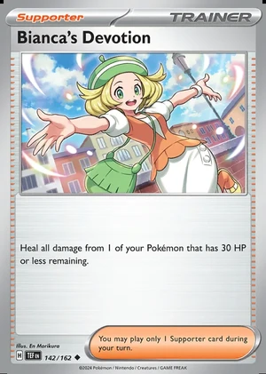 Bianca's Devotion 142/162, Print with "Play! Pokémon" stamp, card art reference