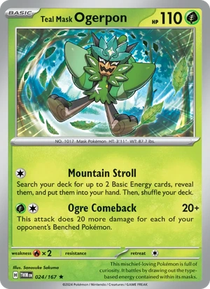 Teal Mask Ogerpon 024/167, Cosmos Holofoil, card art reference