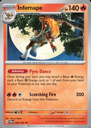 Infernape 033/167, Print with "Play! Pokémon" stamp, card art reference
