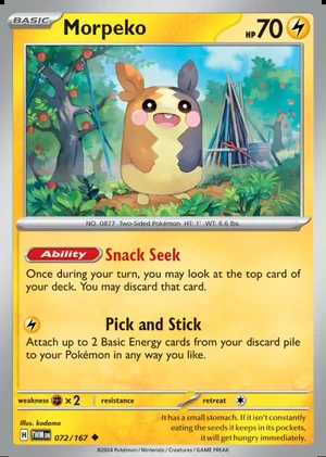Morpeko 072/167, Print with "Play! Pokémon" stamp, card art reference